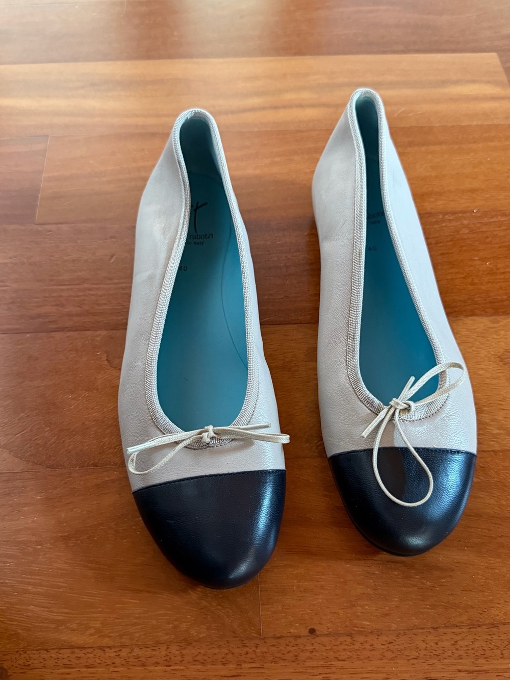 Beige and Black Two-Tone Women's Ballet Flats